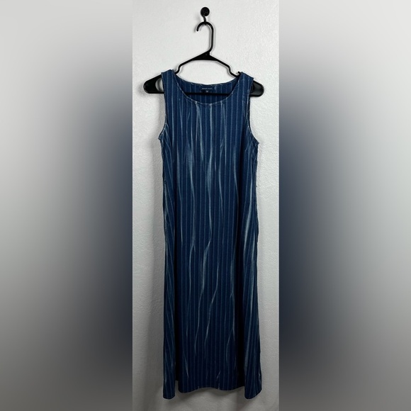 Pure Jill Indigo Women’s Navy Striped Sleeveless Midi Casual Dress Sz SP - Picture 1 of 9
